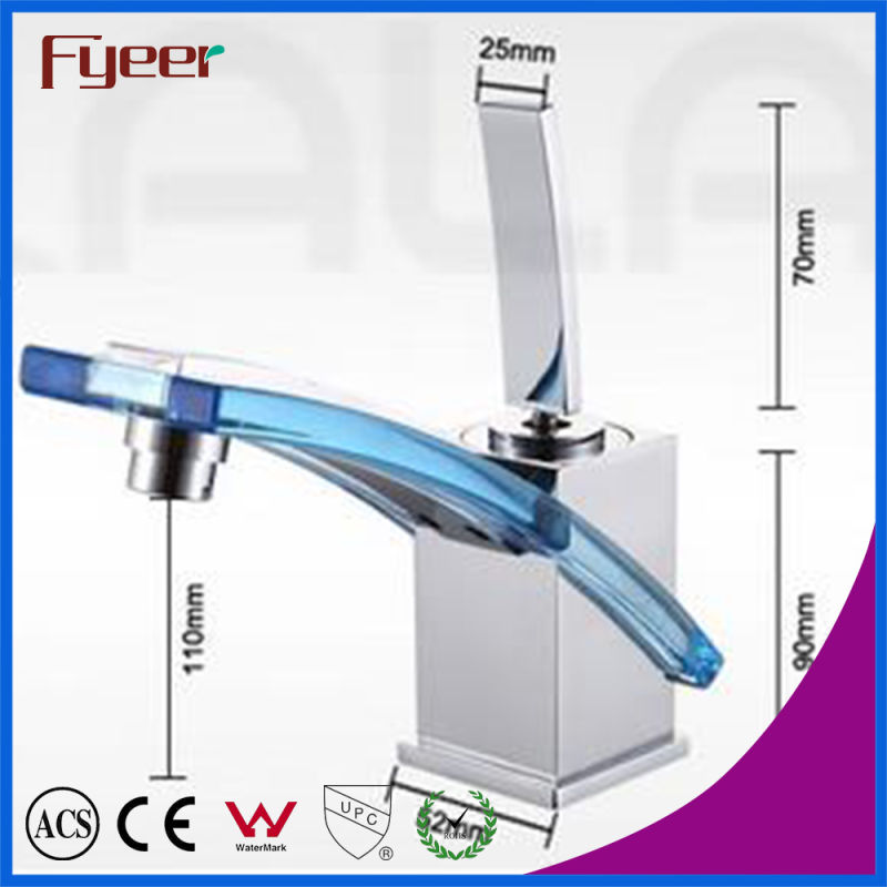 Fyeer Chrome Original Colorful Glass Spanner Style Single Handle Bathroom Wash Brass Basin Faucet Water Mixer Tap