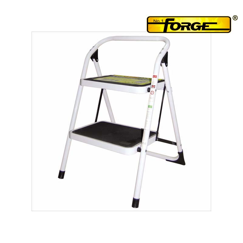 2 Steps Steel Ladder with Wide Metal Steps Non-Slip