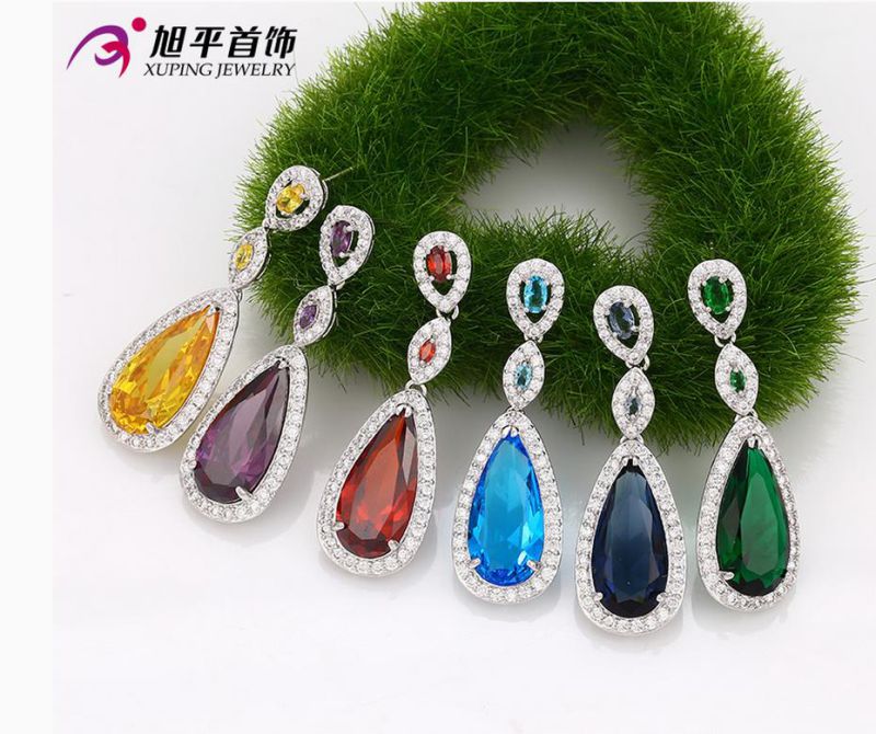 29910 Fashion Elegant Heart CZ Diamond Rhodium -Plated Imitation Jewelry Earring Drop