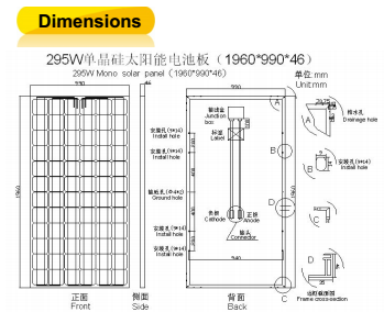 295W TUV/CE Approved Monocrystalline Solar Module (ODA295-36-M)