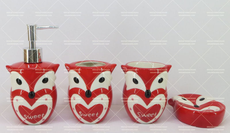 Owl Shaped Ceramic Bathroom Set 4 Pieces