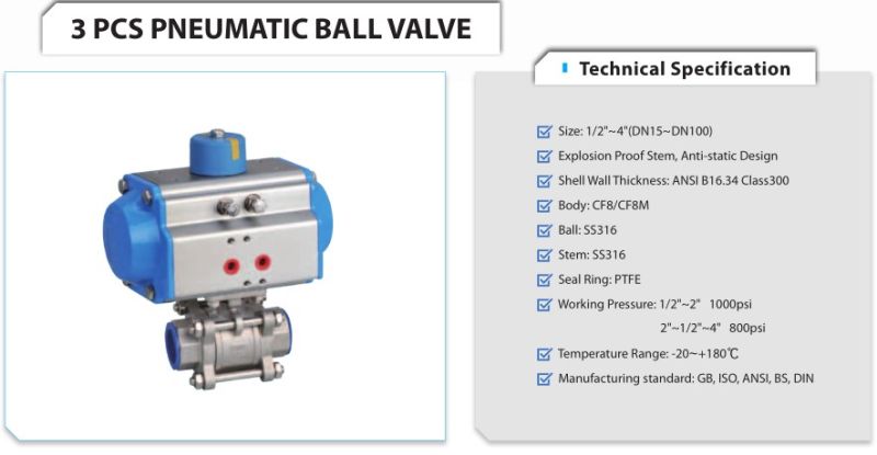 3 PCS Pneumatic Ball Valve