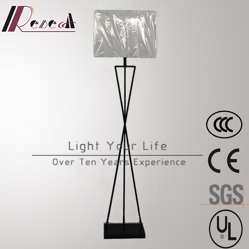 Modern Hotel Decorative White Fabric Shade Steel LED Floor Lamp