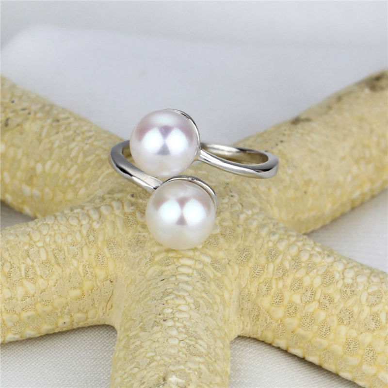 Double Button Genuine Pearl Jewelry Ring