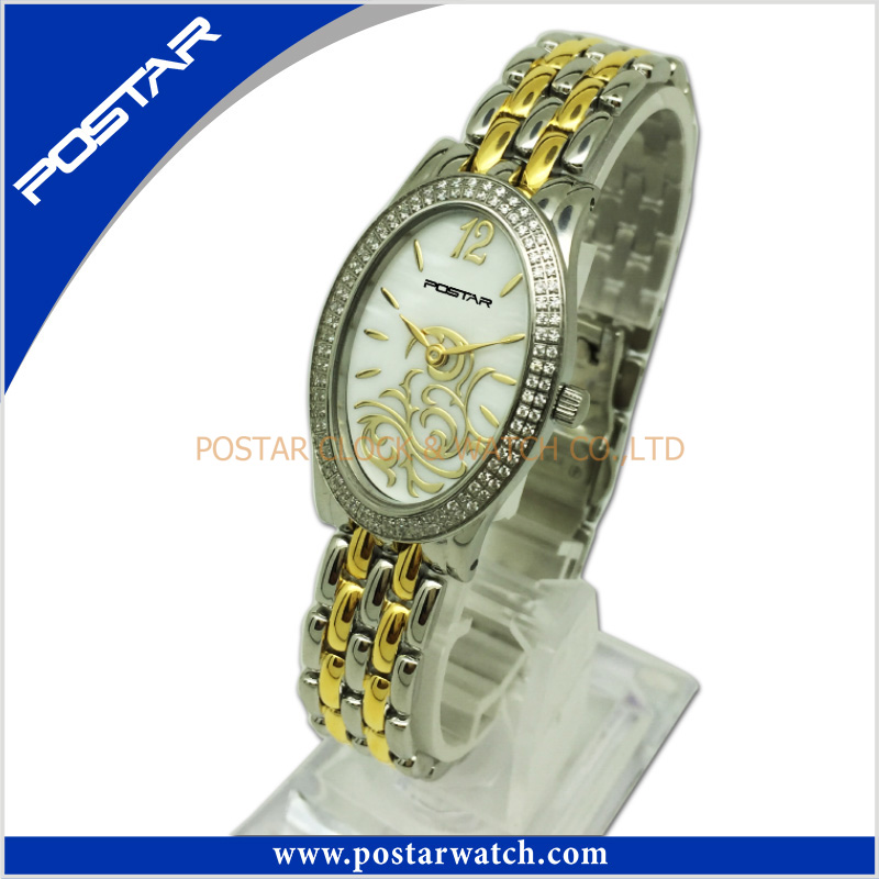 Oval-Shaped Fashionable Famous Brand Ladies Stainless Steel Women Watch