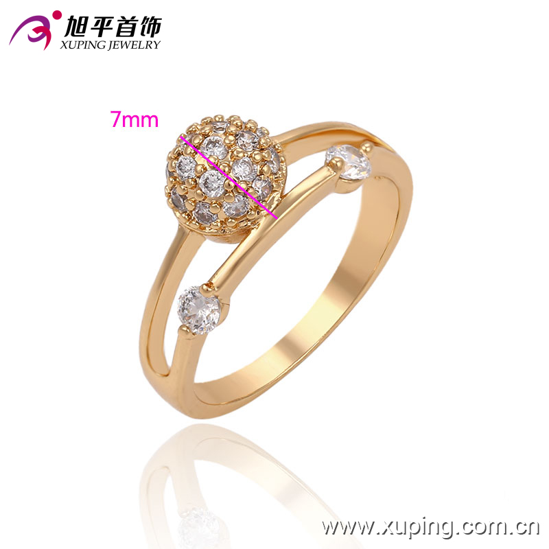 13534 Fashion Women Elegant Zircon 18k Gold-Plated Imitation Jewelry Finger Ring in Copper Alloy