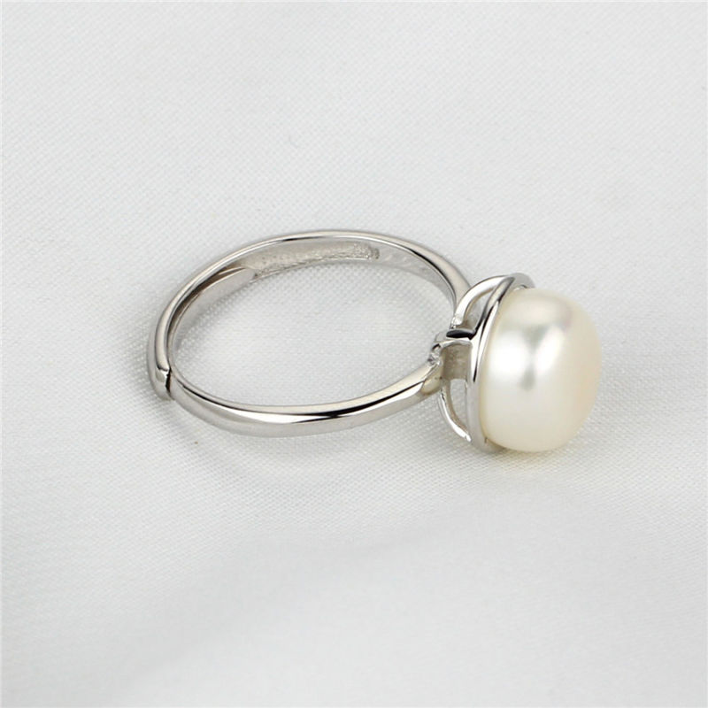 10mm Button Open Size Natural White Pearl Ring