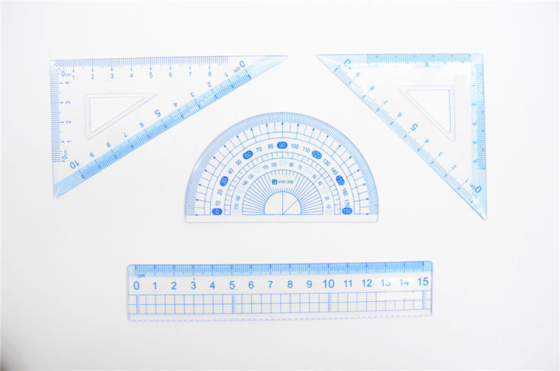 Blue Office Stationery Plastic Ruler Set for Student 2016