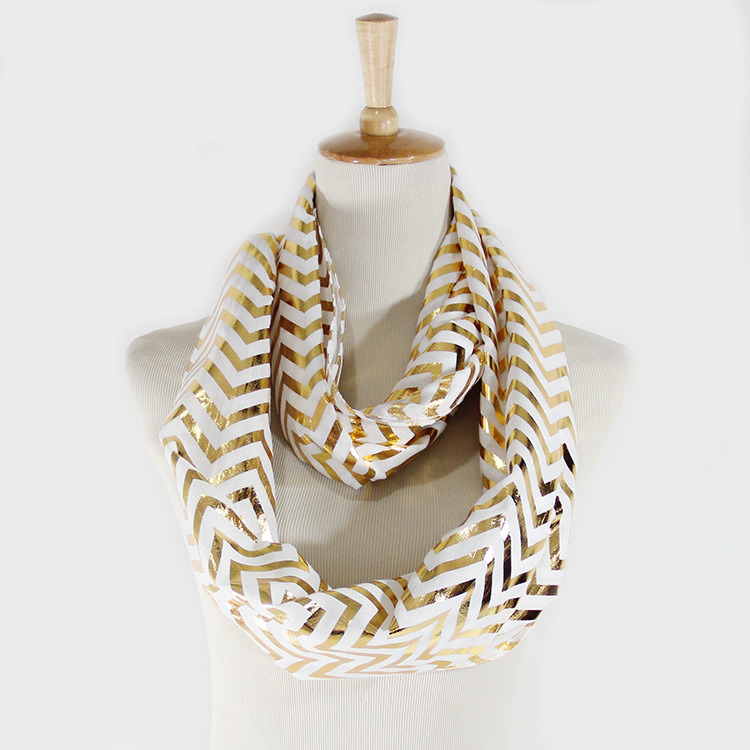 Women's Spring Summer Golden Foil Wave Printing Scarf Snood (SW144)