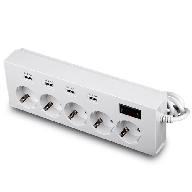 Multi-Functional Platooninsert Outlet 4 USB Ports 5 EU Plug Socket Wall Charger Electrical Plug