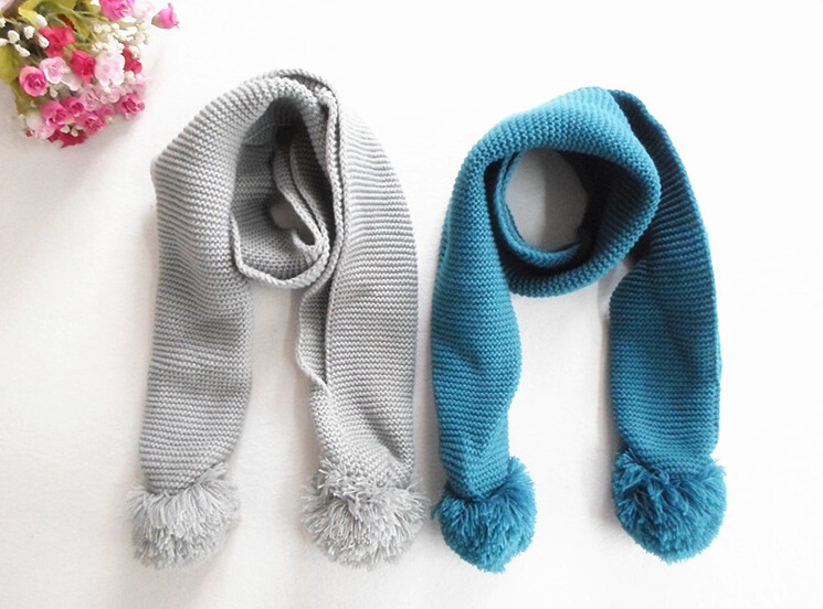 Double Ball Pure Color Woolen Yarn Knitting Scarf for Kids