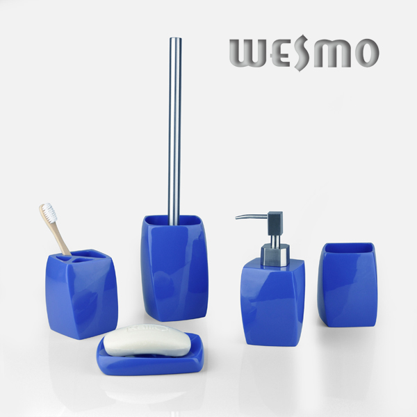 Household Product Blue Polyresin Bath Set (WBP0292B)