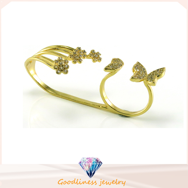 Wholesale Fashion Butterful and Flowers Gold Plated 925 Sterling Silver Jewelry Ring (R10408)