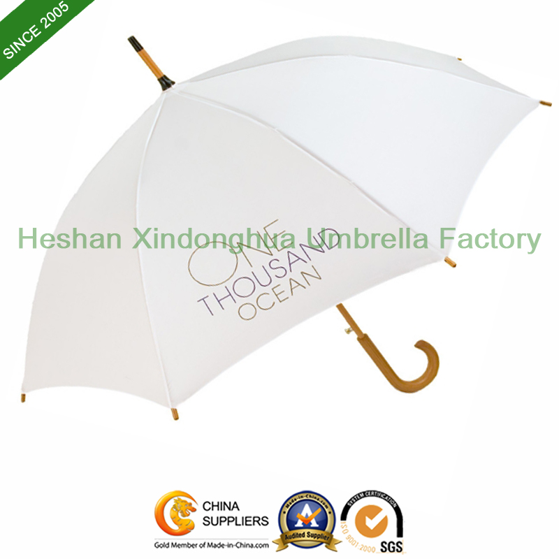 Advertising Printed Logo Straight Wooden Umbrellas for Promotional Gifts (SU-0023W)