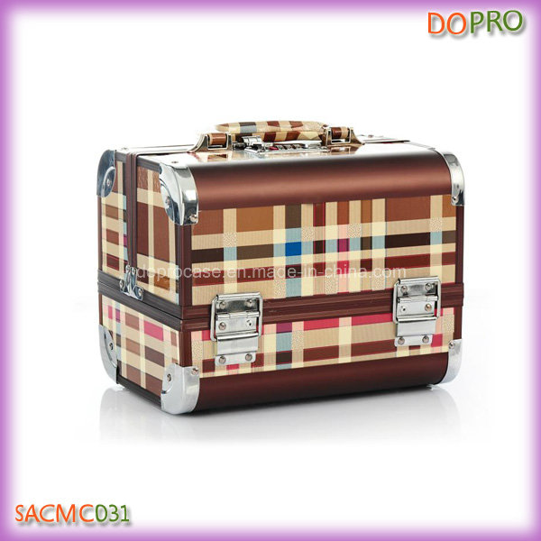 Warm Check Prnting Medium Size Combination Lock Cosmetic Case (SACMC031)