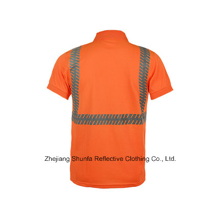 High Visibility 100% Polyester Birdeyes Safety Reflective Polo T Shirt