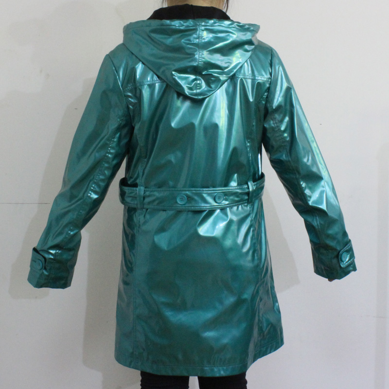 PU Blue Hooded Raincoat for Adult