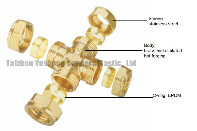 Nickel Plated Male Brass Cross Pipe Fittings (YS3100)