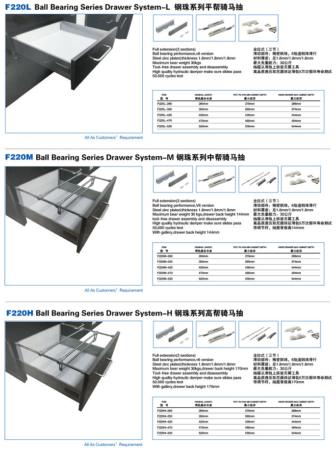 Ball Bearing Series Drawer System-M (F220M)