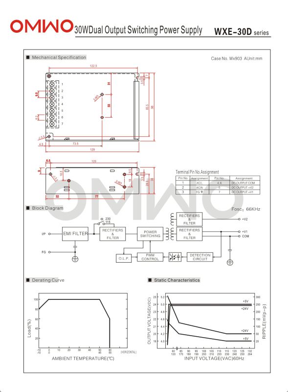 Omwo Wxe-120d-a Dual Output Switching Power Supply