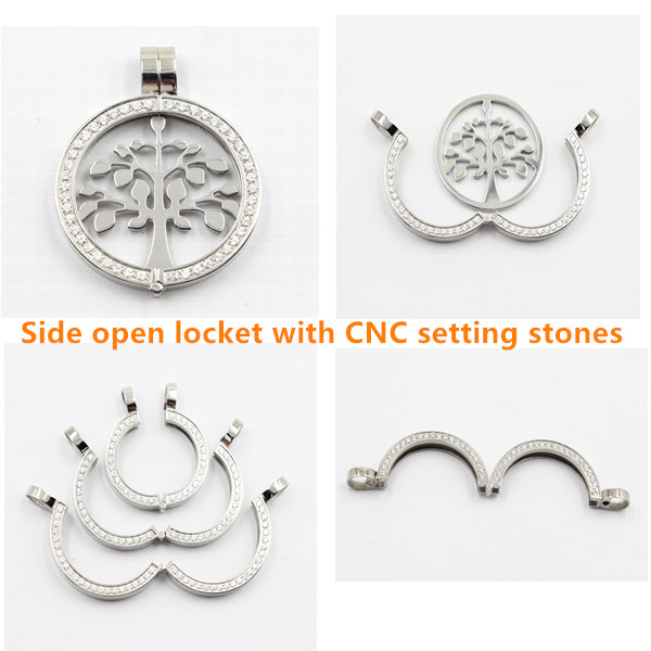 New Design Side Open Locket with Tree of Life Coin for Necklace Pendant