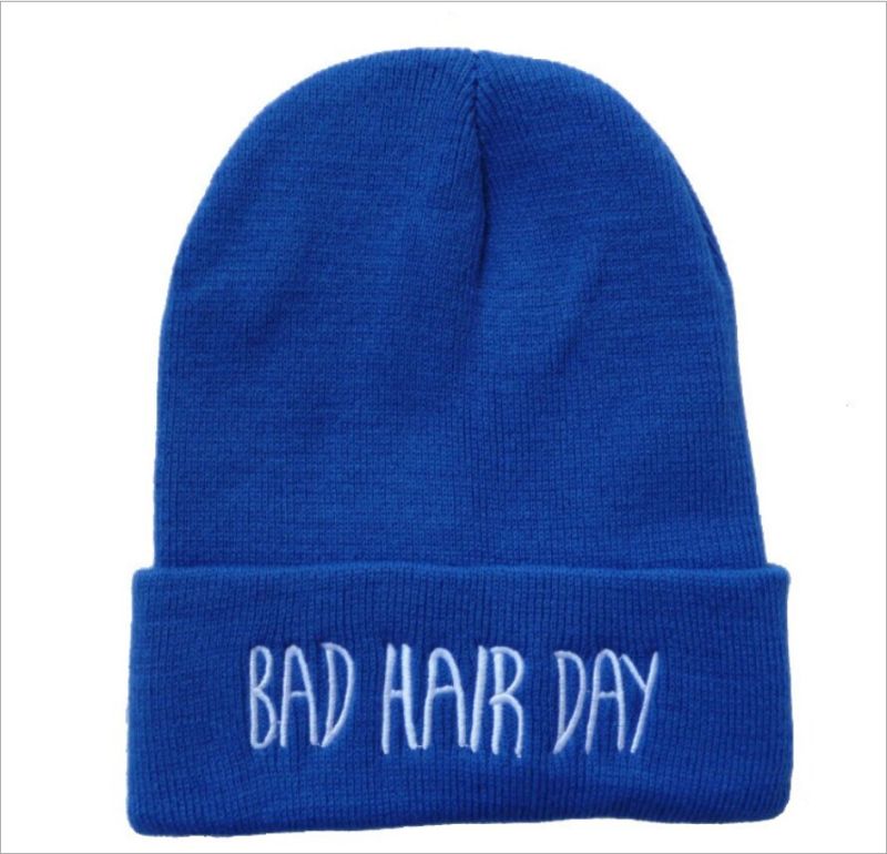 Unisex Knitted Bad Hair Day Punk Embroidery Winter Warm Hat Beanie (HW146)