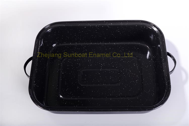 Enamel Deep Rectangular Baking Tray with Handles