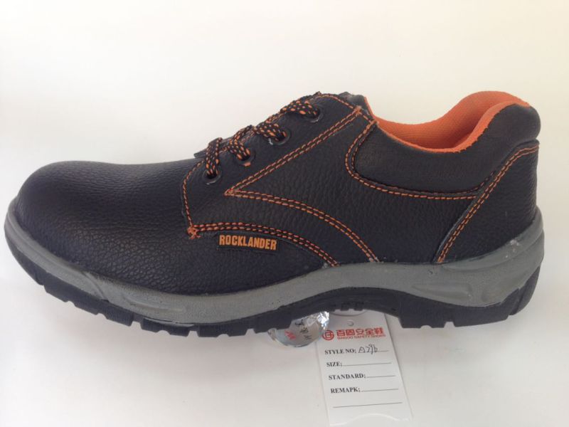 Work Safety Shoe with Upper Split Embossed Leather Sole PU