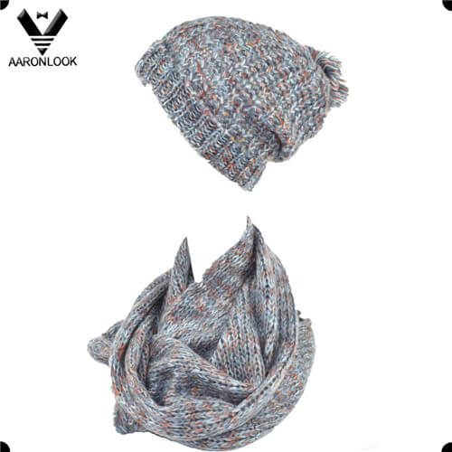 Trendy Space Dyed Mohair Knitted Loop Scarf and Hat