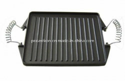 China Cast Iron Steak Griddle Plate with Metal Handle