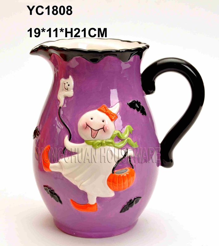 Halloween Hand Painted Big Pitcher with Handle