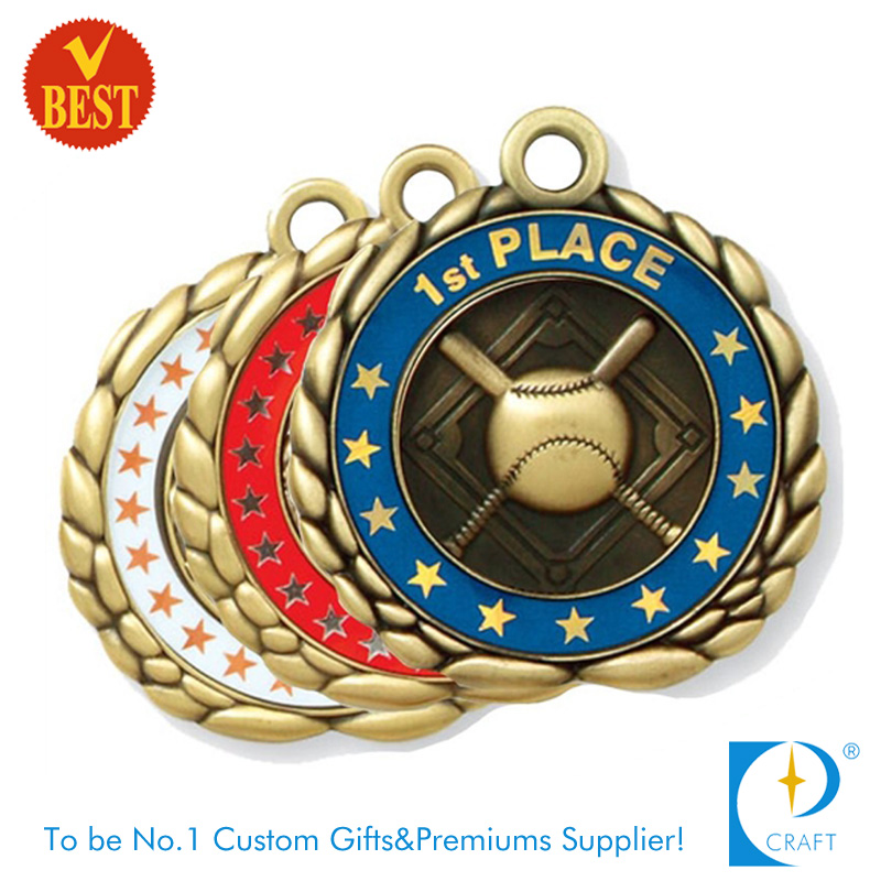 China Custom Alloy Die Casting 2D Baseball Medal for Top Three