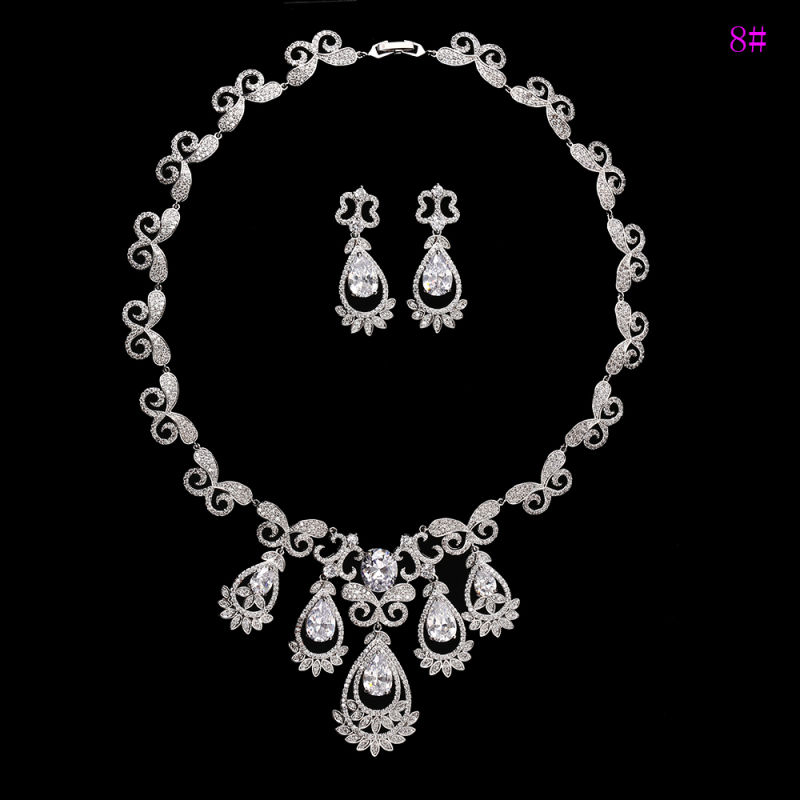 Fashion Luxury Rhodium CZ Diamond Jewelry Set for Wedding (set-19)