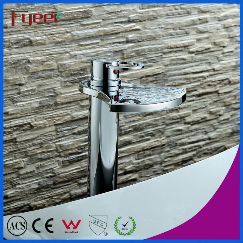 Fyeer Cheap Brass Big Spout Bathroom Waterfall Basin Faucet