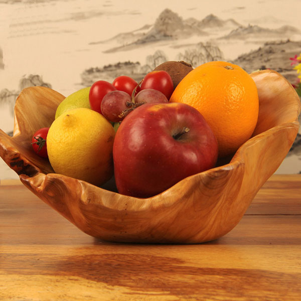 Exquisite Fashion Design Carved Handmade Wooden Fruit Plate