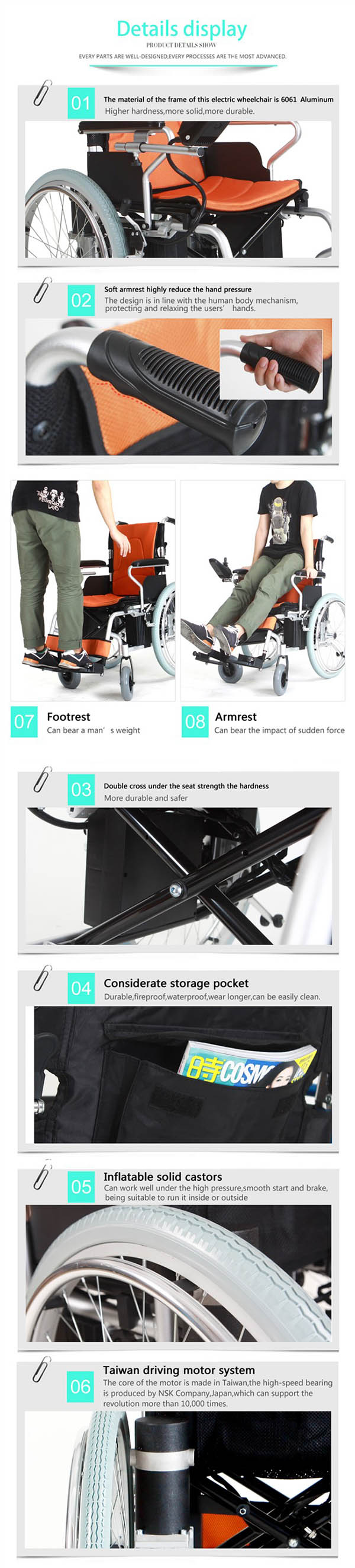 Aluminum Electric Wheelchair, Power Wheelchair Handicapped Electric Wheelchair