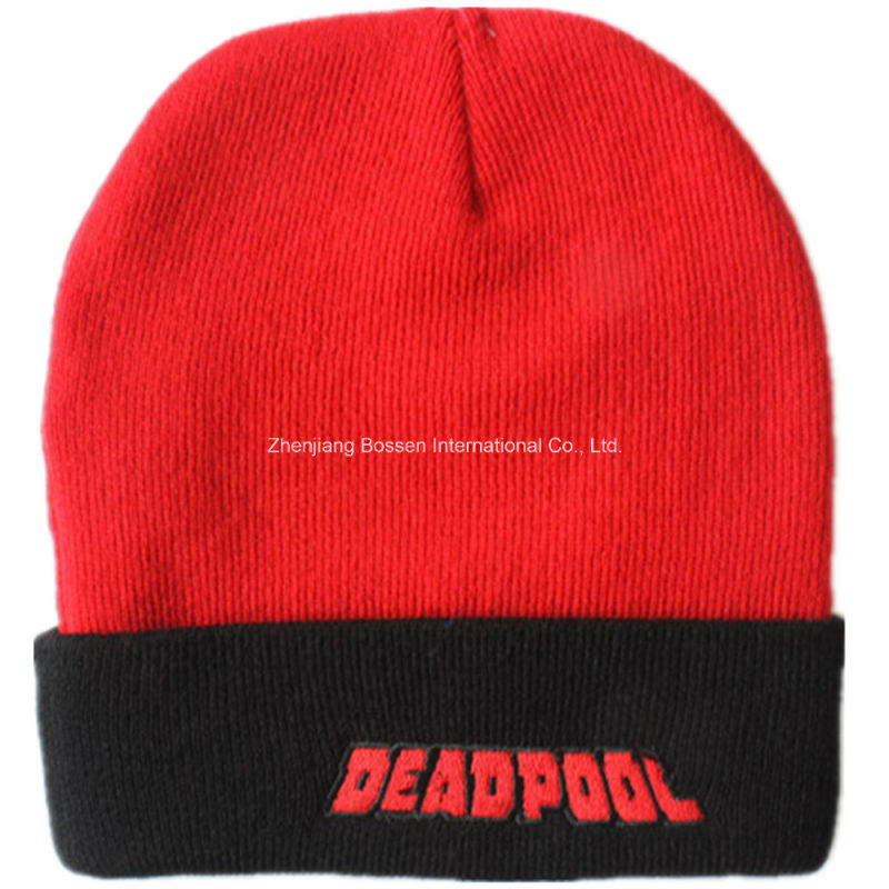 OEM Produce Customized Cartoon Men's Daily Warm Knit Embroidered Wool Beanie Cap