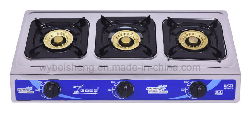 Three Burners Gas Cooker, Stainless Steel Panel