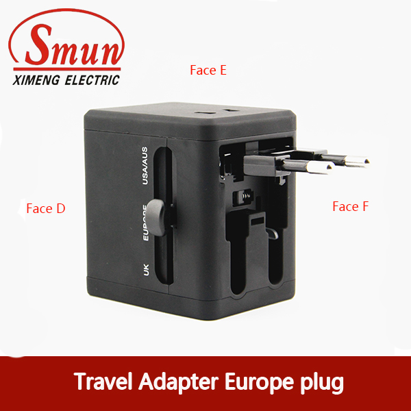 Universal Travel Plug Adapter with USB0.5A 2.1A CE RoHS 1 Year Warranty