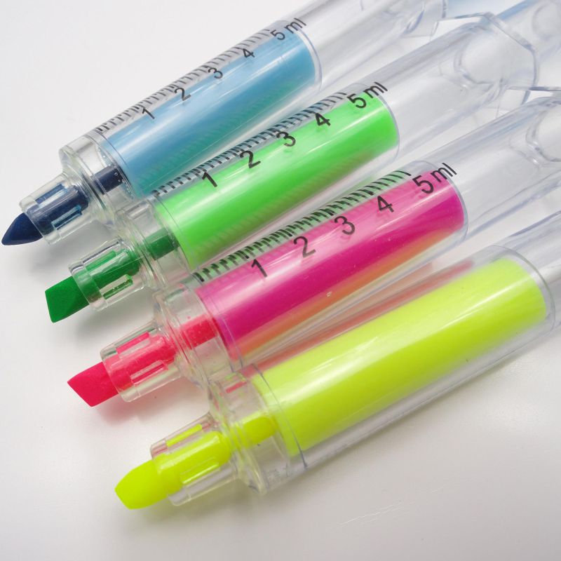 Promotional Injector Text Marker, Syringe Highlighter Pen