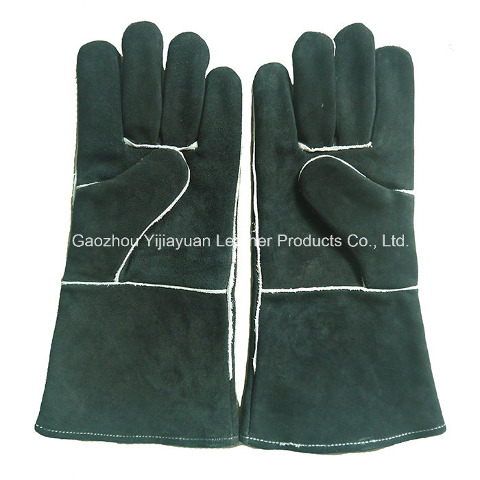 Black BBQ Gloves Welding Leather Gloves for Welders