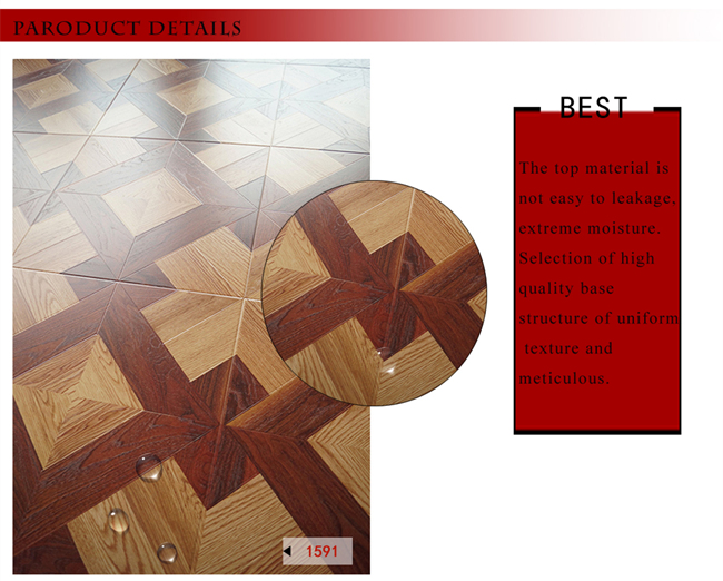 12.3mm Embossed Laminated Parquet Cherry Vinyl Waxed Edged Laminate Floor