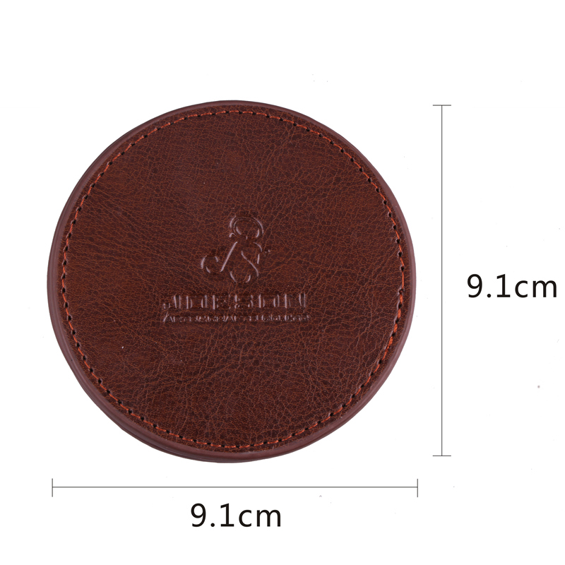 Customized Brown Leather Square Coaster for Mug