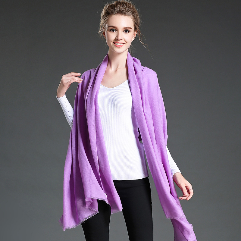 Women in Winter to Keep Warm Plain Purple   Polyester Scarf Shawl