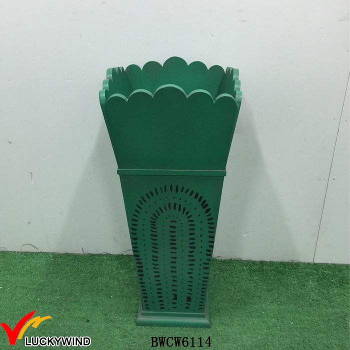 Green Vintage Wooden Vase Style Holder Indoor Umbrella Stand