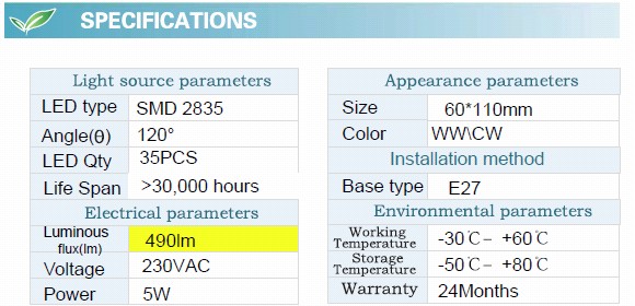 5W LED Bulb with CE RoHS (GN-HP-2835CW5W-G60-E27-SA)