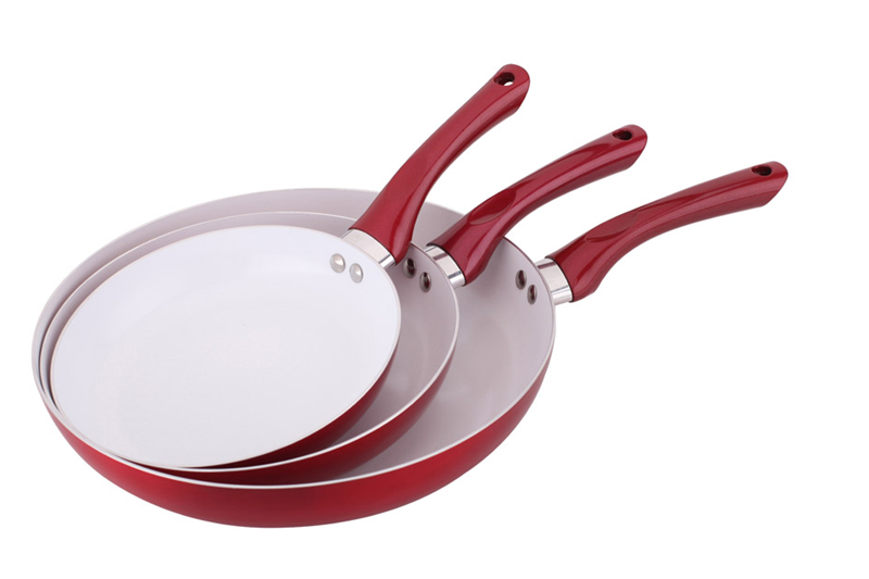 Kitchenware 3 PCS Aluminum Ceramic Coating Fry Pan Set, Cookware Set with Metallic Paint
