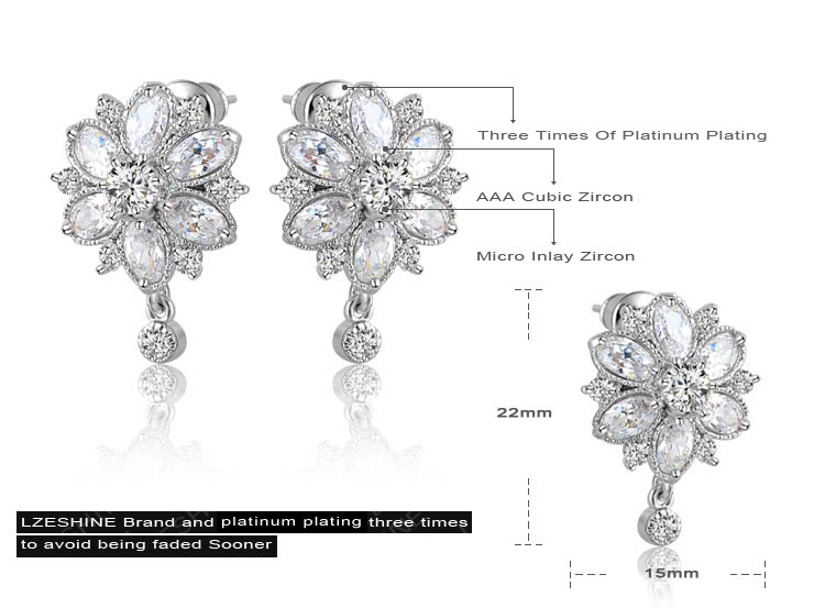 Silver Plated Flower Diamond Bridal Jewelry Sets Wholesale (CST0038)