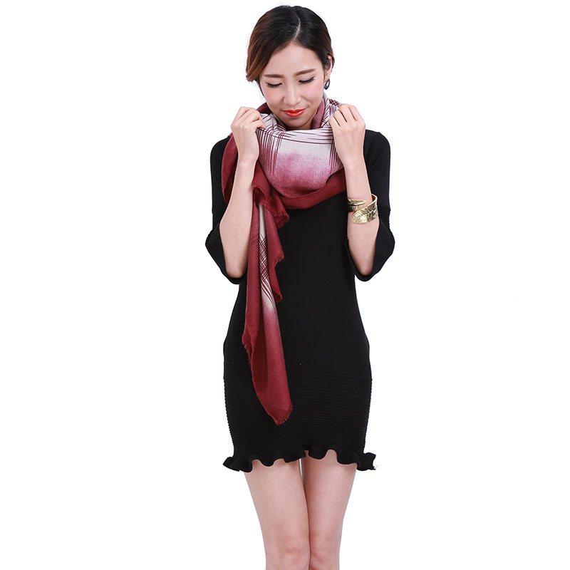 2016 New Design Gradient Color Polyester Scarf