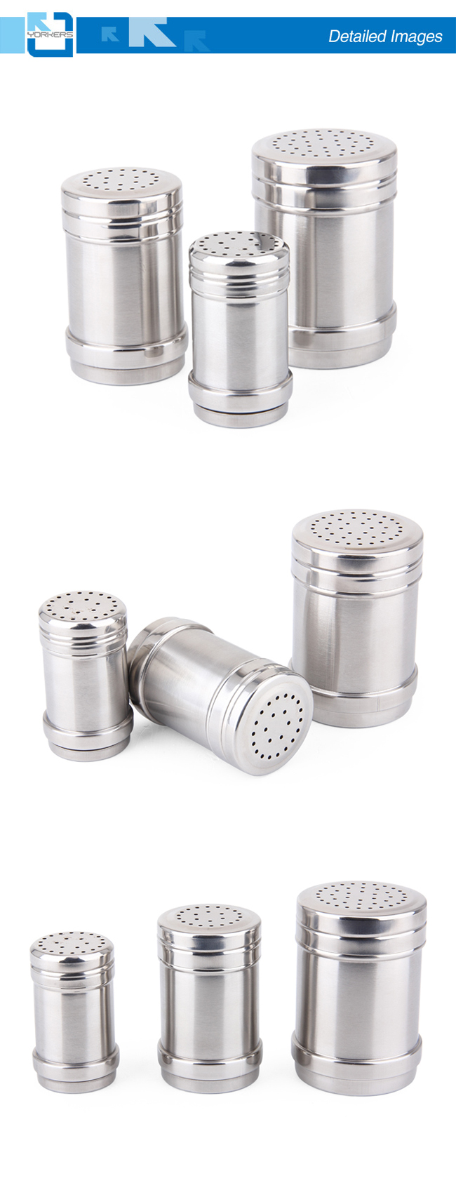 Small/Middle/Large Stainless Steel Spice Shaker Salt and Pepper Shakers